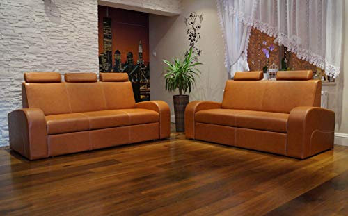 Quattro Meble Echtleder Sofagarnitur Antalya II Extra 3 er + 2,5 er mit Kopfstützen und Schlaffunktion Ledersofa Echt Leder Couchgarnitur Möbel Set große Farbauswahl !!!