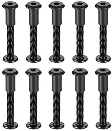 sourcing map Screw Post Fit for 5/16(8mm) Hole Dia, Male M6x50mm Binding Bolts Leather Fastener Carbon Steel Black 10 Sets