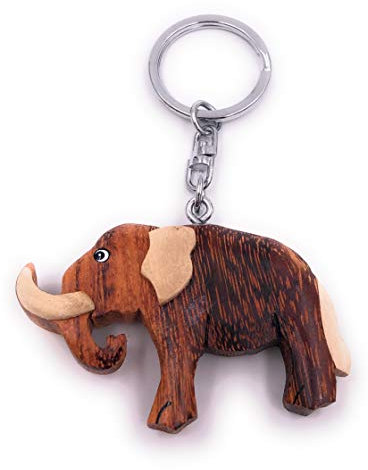 H-Customs Mammut Elefant Elfenbein Süß Holz Edel Handmade Schlüsselanhänger Anhänger