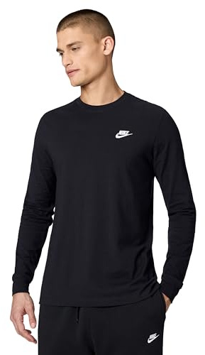 Nike M Nsw Club Tee - LS Long Sleeved T-Shirt - Black/(White), XXX-Large