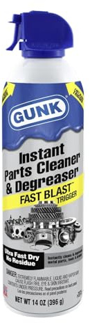 Gunk Instant Parts Cleaner and Degreaser with Fast Blast Trigger Ultra Fast Dry and No Residue Formula, 14 Ounces, Pack of 12