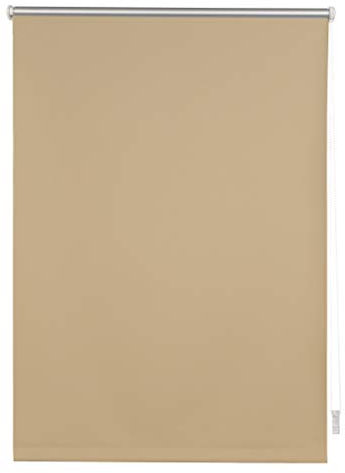 ondeco Thermo-Rollo auf Maß ohne Bohren mit Klemmträger, Verdunkelung für Fenster und Türen, Sonnenschutz Fenster innen, Blackout Silberbeschichtung Klemmfix Beige B: 30-40 cm, L: 161-220 cm