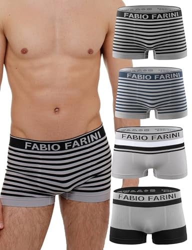 Fabio Farini 4er-Pack Seamless Boxershorts Unterhosen Männer aus Microfaser, Nahtlose Retroshorts für Herren im Multi-Set - Set 3 S