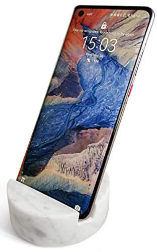 fashciaga Luxuriöser Marmor-Handy-Ständer für Handy, Tablet, auf Schreibtisch, Arbeitsplatte, Tisch, Nachttisch. Schwerer massiver echter Stein