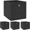 DuneDesign 4er Set Aufbewahrungsbox für Kallax Regal - 33x38x33 Stoff Box mit Öse - Faltbox Schwarz