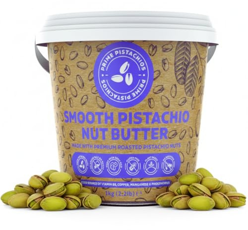 Prime Earth - Smooth Pistachio Nut Butter - Pistachio Paste/Spread - 1kg Tub - Award Winning - No Oil, Salt & Sugar - Coeliac, Keto, Paleo & Vegan Friendly - Produced in Small Batches - Made in the UK