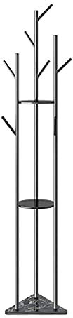 XXZY Porte-Manteau sur Pied Porte-Manteau en Fer forgé Plancher-Debout Porte-Manteau Simple et Moderne Accrochez Cintre Rack Base en marbre avec 3 partitions et 7 Crochets Décoration Parfaite