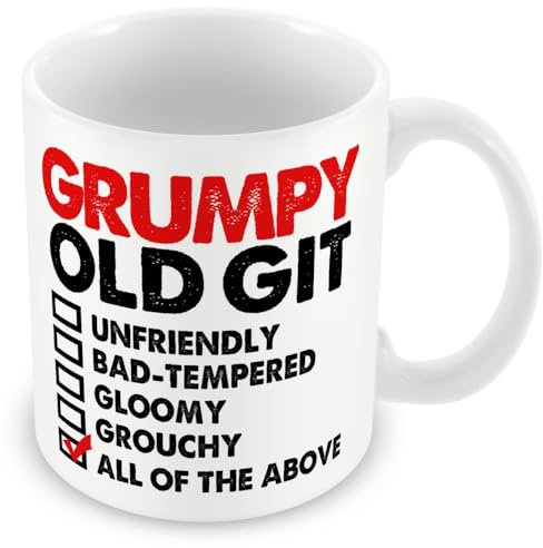 MUGGZ Funny Gift Mug for Old People - Grumpy Old Git – Custom Funny Coffee Mug – Unique Gift for Friends & Family