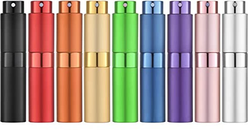 Toureal Atomizador de perfume de aluminio de 8 ml recargable vacío, atomizador de perfume de viaje, botella atomizador de viaje para viajes (9 colores)