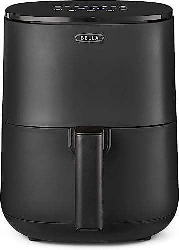 BELLA Friggitrice ad Aria Digitale da 3 L, Multifunzione 5-in-1 con Griglia e Cestello Antiaderenti Rimovibili e Lavabili in Lavastoviglie, 1400 Watt, Nero Opaco