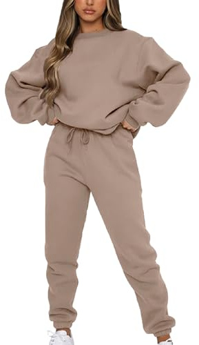 amropi Tuta da Donna Vello Foderato Pullover Felpa e Pantaloni Jogging Tute