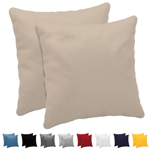 Dreamzie Kissenbezug 30x30 (Set mit 2) - 100% Jersey Baumwolle 150 g/qm Kissenbezüge -Beige - Für Kissen 30x30 cm - Kissenhülle - Kissenbezug - Resistent und Hypoallergen