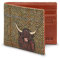 Yoshi Highland Cow Harris Tweed & Leather Wallet RFID Brown Leather Wallet