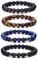 Hipwope Perlenarmbänder für Männer, Schwarze Perlenarmbänder für Frauen Perlenarmbänder für Frauen Elastisches Männerarmband Lava Rock Armbänder Tigerauge Armband Männer