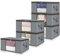 unycos - 6 Pezzi | Scatole per Vestiti 35L, Tessuto con Finestra Trasparente 48x36x20cm, Scatole/Borsa Pieghevoli, Organizzatore Sotto il Letto per Piumini, Asciugamani, Cuscini (Grigio/Marrone)