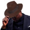 Ruphedy Wolle Fedora Hüte für Männer Frauen Breite Krempe Filz Panama Hut, Braun, XL