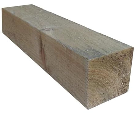 Generic Square Wooden Fencing Post, 4ft X 3 (1.2m X 75mm), 10 Pack, Pressure Treated, Green ACQ, Suitable for Most Fencing Types