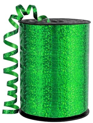 450m Geschenkband Dunkelgrün 5mm Breit,Kräuselband Geschenkbänder Schleifenband Glitzer Metalldraht Ballonband Ringelband,Dekoband Weihnachten Neujahr Geburtstag Geschenkverpackung Ballonverschlüsse