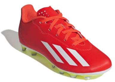 adidas X CRAZYFAST Club FxG J, Scarpe da Ginnastica, Rosso Solare/Bianco Nuvola/Giallo Solare Team, 36 2/3 EU