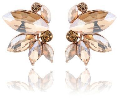 FDEETY Marquise Strass Ohrringe für Damen - Braut Hochzeit Modeschmuck für Weihnachten und Geburtstag (Champagner)