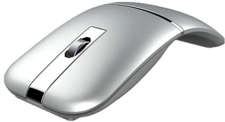 Wokyo Wireless Bluetooth Rotating Arc Mouse, USB Rechargeable Silent Click Computer Mice with USB Receiver with BT & 2.4G Dual Mode for MacBook, Dell, Lenovo Device (Sliver)