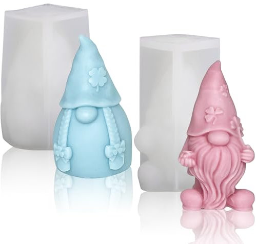 Dncvb 2 Stück Silikonformen Gießformen Weihnachten, Silikonform Kerze Weihnachtsmann, Wichtel Epoxidharz Formen Weihnachten Kerzen Formen zum Gießen für DIY Weihnachtsschmuck Dekoration