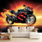 Papier Peint Panoramique Imprimé Moto Sport, Papier Peint Non Tissé Rouge Noir pour Enfants et Adultes, Murale Déco Maison 250 x 175 cm pour Chambre Salon Décoration Murale