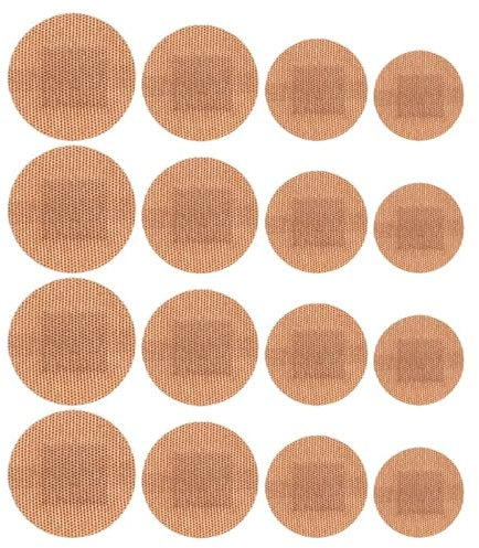 FRCOLOR 100Pcs Breathable Elastic Fabric Round Spot Plasters for Protection, Comfortable Patches in Various Sizes