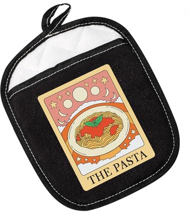 PWHAOO The Pasta Pot Holder Spaghetti Oven Mitt The Pasta Tarot Card Gift Pasta Lover Gift (The Pasta Black)