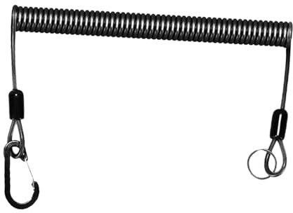 Retractable Fishing Coiled Lanyard, Fishing Rope with Carabiner Wire Spring Cord Strap Spring Rope Fishing Missed Rope Tether, Stretched 300cm