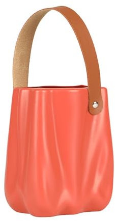 Vase mit Kunststoffgriff, kreativer Doppelgriff-Blumenbehälter für getrocknete/frische Blumen, leichter Übertopf aus Kunstkeramik (mehrere Farben) (Orange)