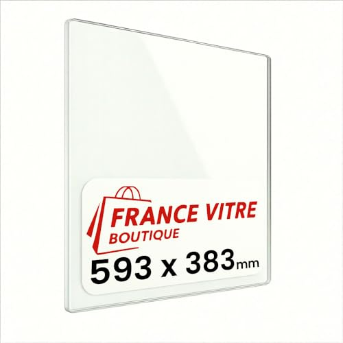 Godin - modèle : 3177-593 x 383 x 4 mm - Vitre d’Insert pour cheminée et poêle à Bois - Verre de Rechange Haute température - jusqu'à 800°C