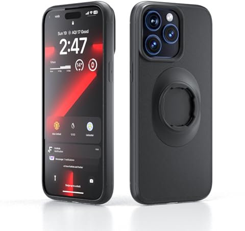 Phone Case for iPhone 16 Pro Max 15 14 13 12 11 Mini Plus - Shockproof Slim Cover with Lock-in Design, Quick Mount to Bike/Car/Motorcycle/Motorbike Holder Black