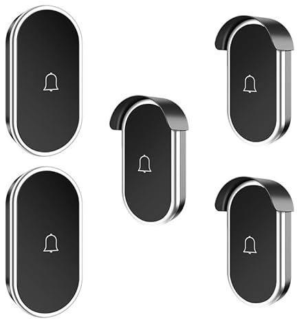 SLDAGe Sonnette sans Fil extérieure étanche,2 récepteurs et 3 émetteurs,Sonnette sans-Fil Longue portée Set sans Fil,portée 300m/1000ft,60 mélodies,Sonnette de Porte d'entrée pour Maison,Black Silver