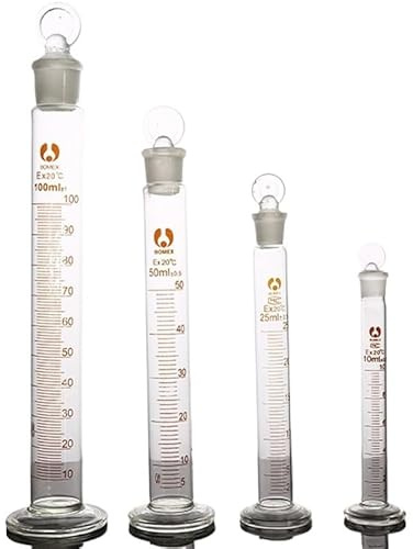 Messzylinder Aus Glas, Messzylinder Mit Stopfen, 10–250 Ml Dicker Borosilikatglas-Messzylinder Mit Normschliff Und Flachem Kopfstopfen, 3 Stück(10ml)