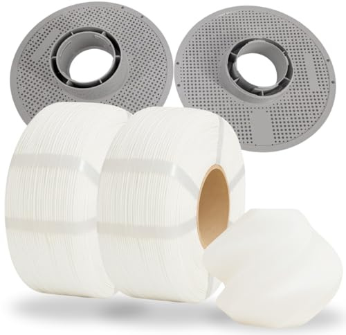 ULROAD 2 Rollen PETG HF weiß á 1kg mit RFID Chip passend für Bambu Lab + 1x Leerspule für Bambulab AMS P1S P1P X1C Zubehör Rolle PET-G High-Flow Spule 3D-Drucker Druck Filament PETG Filament