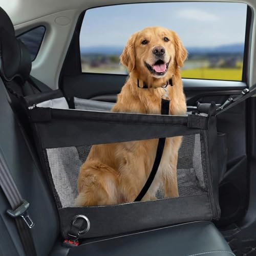 PawVoyage Hunde Autositz Extra Stabil & Sicher - Hundesitz Auto Rückbank Verstärkter, Wasserdichter Rutschfester Hundesitz für den Rücksitz,Snew,102Schwarz
