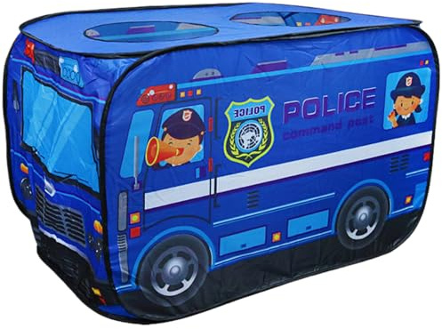 Vistnale Kids Pop-Up Tent 44.1x27.6x29.5 Foldable Car Tent Breathable Play with Rolling Door & Skylight Non Shrink Fade Resistant Kids for Pretend Play, Police Car| Tents