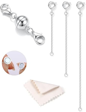 YADOCA Sterling Silver Necklace Extender and Magnetic Necklace Clasp, Gold and Silver Chain Extenders for Necklaces Anklet Bracelet Jewelry