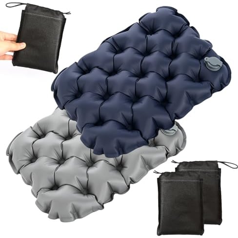 GFUEIGJ 2 Stück Aufblasbares Sitzkissen Sitzkissen Faltbar Outdoor Aufblasbar Ultraleichtes Sitzkissen Aufblasbar Outdoor für Camping Picknick Wandern Strand & Reisen