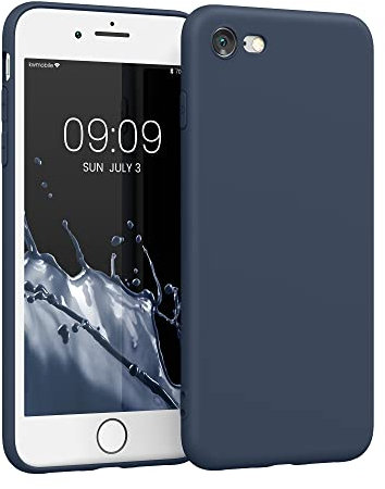 kwmobile Carcasa Compatible con Apple iPhone SE (2022/2020) / 8/7 Funda - con Bordes elevados - Apto Carga inalámbrica - Azul Oscuro Mate Mate