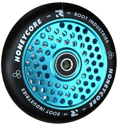 Root Industrie Air Honeycore 110mm Stunt-Scooter Rolle + Fantic26 Sticker (Sky Blue/Pu Schwarz)