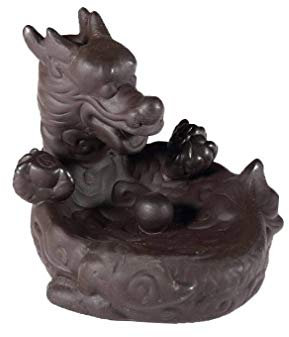 lachineuse - Fontaine à Encens Dragon Impérial - Brule Encens Cascade 11 cm - en Céramique - Porte Encens pour Décoration Intérieure - Déco Zen Asiatique - Support à Encens pour Ambiance Feng Shui
