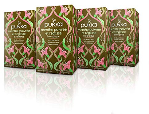 Pukka, Infusion Biologique et Ayurvédique, Goût Menthe Poivrée et Réglisse, 100% des Ingrédients Issus du Commerce Equitable, 4x20 Sachets, 80 Sachets