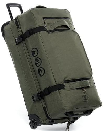 SONS OF ALOHA XXL Reisetasche mit 2 Rollen Rollkoffer 80 cm Koffer Sporttasche Reise-Trolley 140L, grün-Olive
