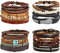 Manfnee 18Pcs Bracciale Corda Pelle PU Polsino Intrecciata Punk Gotico Vintage Uomo Donna Regolabile