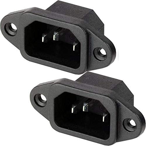 Loops 2 Pack | IEC C14 Power Socket | 10A Screw in PCB Inlet | Panel Chassis Mount Connector | Female Kettle Wall Accessories | 3 Pin Mains Bulkhead Amp
