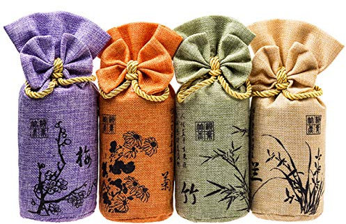 Bamboo Charcoal Purifying Bags, Air Purifying Bags, Activated Charcoal Odor Absorber Moisture Absorber Natural Carbon Fresheners for Home, Car, Closet, Bathroom, Pets (4 Pack, 250g Each)