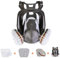 HOLULO Full Face Respirator Mask Cover, 15 in 1 Reusable Full Face Dust Mask with 10 Replaceable Filters, Safety Organic Vapor Cover for Spray Painting, Sanding, Epoxy Resin, Formaldehyde & Dust