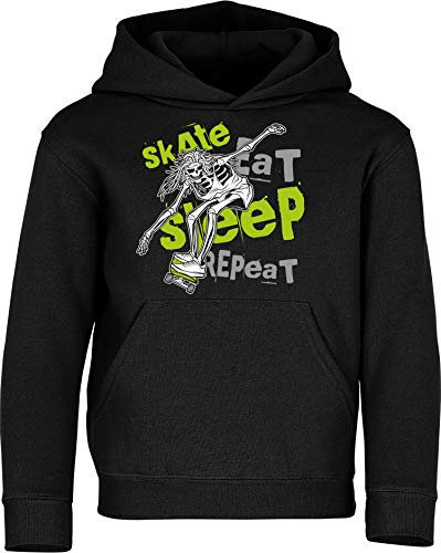 Kinder Pullover: Skate Eat Sleep Repeat - Hoodie Kapuzenpullover Pulli Skateboard Skaten Skater Skaters Board SK8 (152)